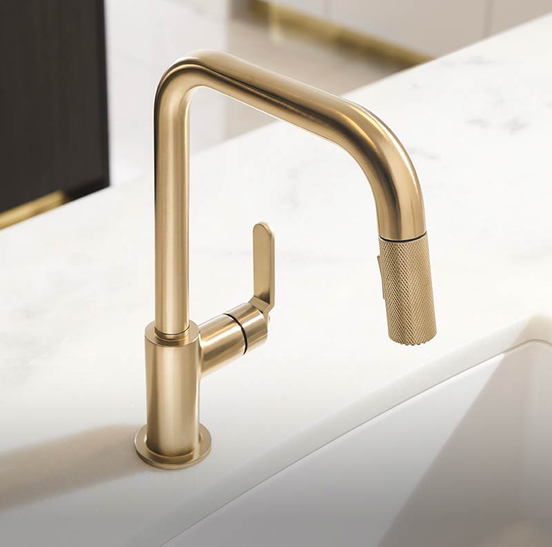 Best Philadelphia interior designer Glenna Stone Brizo Litze gold faucet
