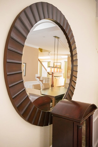Philadelphia Interior Design Glenna Stone statement mirrors wooden mirror living room accent mirror