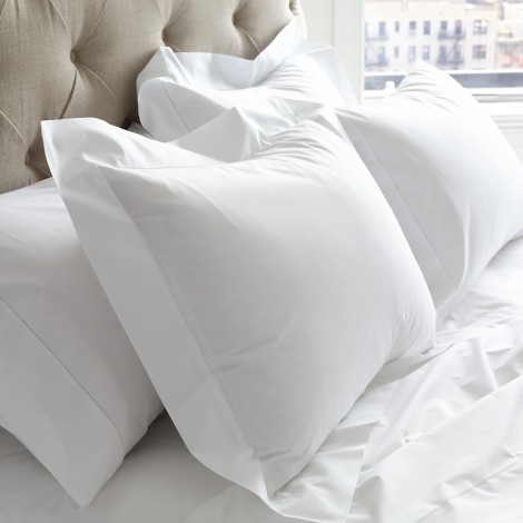 Philadelphia interior design Glenna Stone bed linens Matouk Sierra hemstitch cotton percale