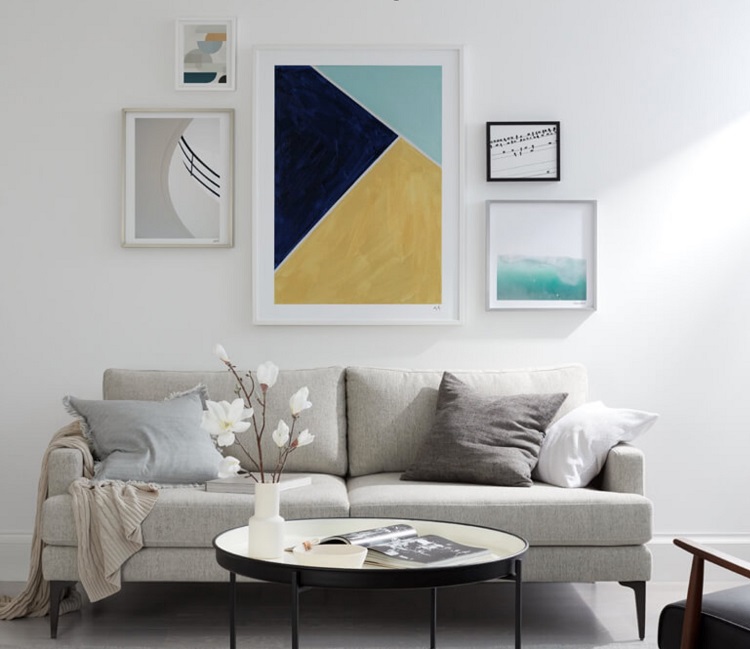 Best Philadelphia interior designer Glenna Stone arrange artwork Minted gallery wall arranging artwork 2