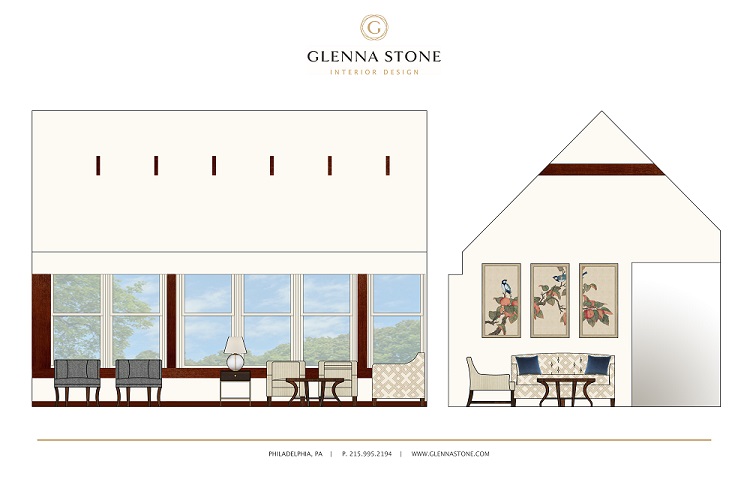 Best Philadelphia interior designer Glenna Stone office design reception rendering