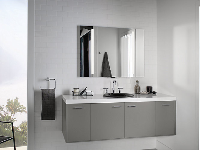 Philadelphia interior design firm Glenna Stone Interior Design bathroom trends Kohler Verdera Voice lighted mirror with Amazon Alexa