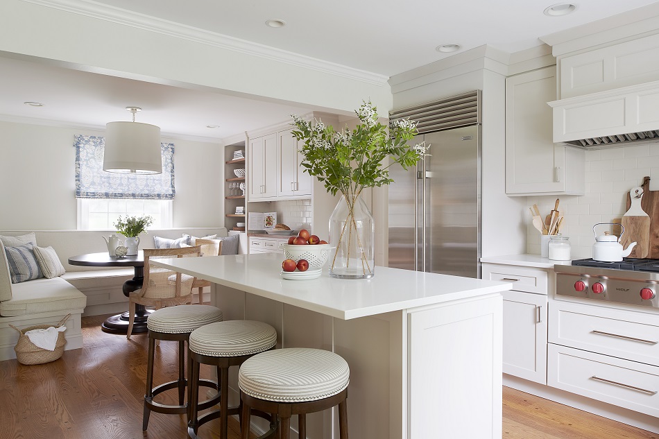 Light and bright Lafayette Hill kitchen redesign with island