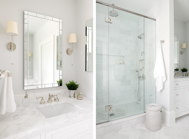 Luxe master bath by Philadelphia interior decorator and designer Glenna Stone