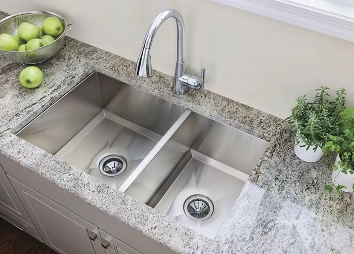duble basin or corner stailess steel kitchen sink