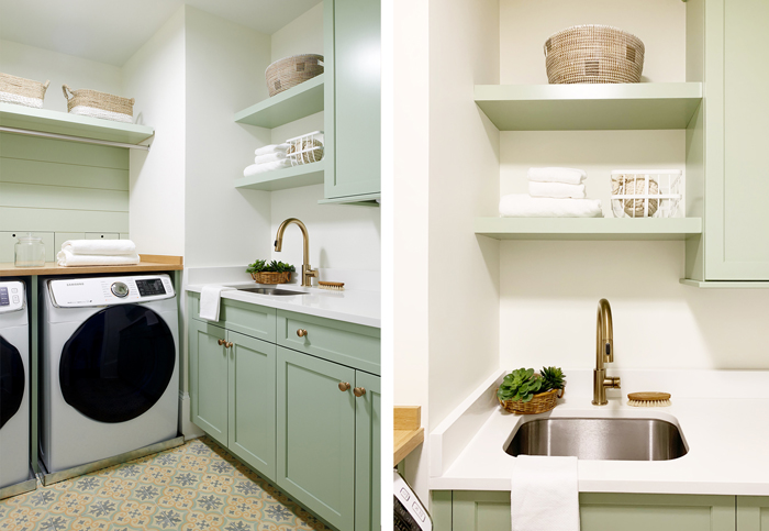 Laundry room with storage and cabinetry by Glenna Stone Interior Design - Easing pain points at home