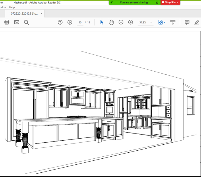 Virtual meeting with clients to review their kitchen design