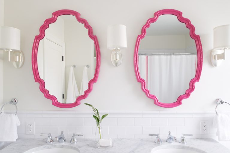 Our favorite mirrors matched pink bath mirrors by Glenna Stone Interior Design best Philadelphia